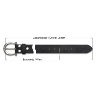 VaModa Ledergürtel Wechselgürtel Oaklawn schwarz / grau Länge=100cm Druckknopfverschluß